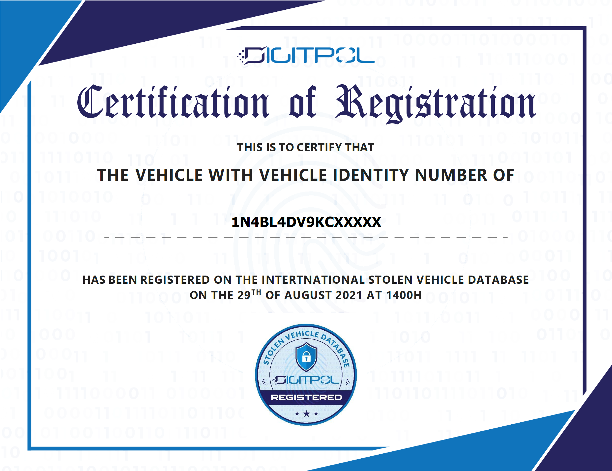 Stolen Car Registration